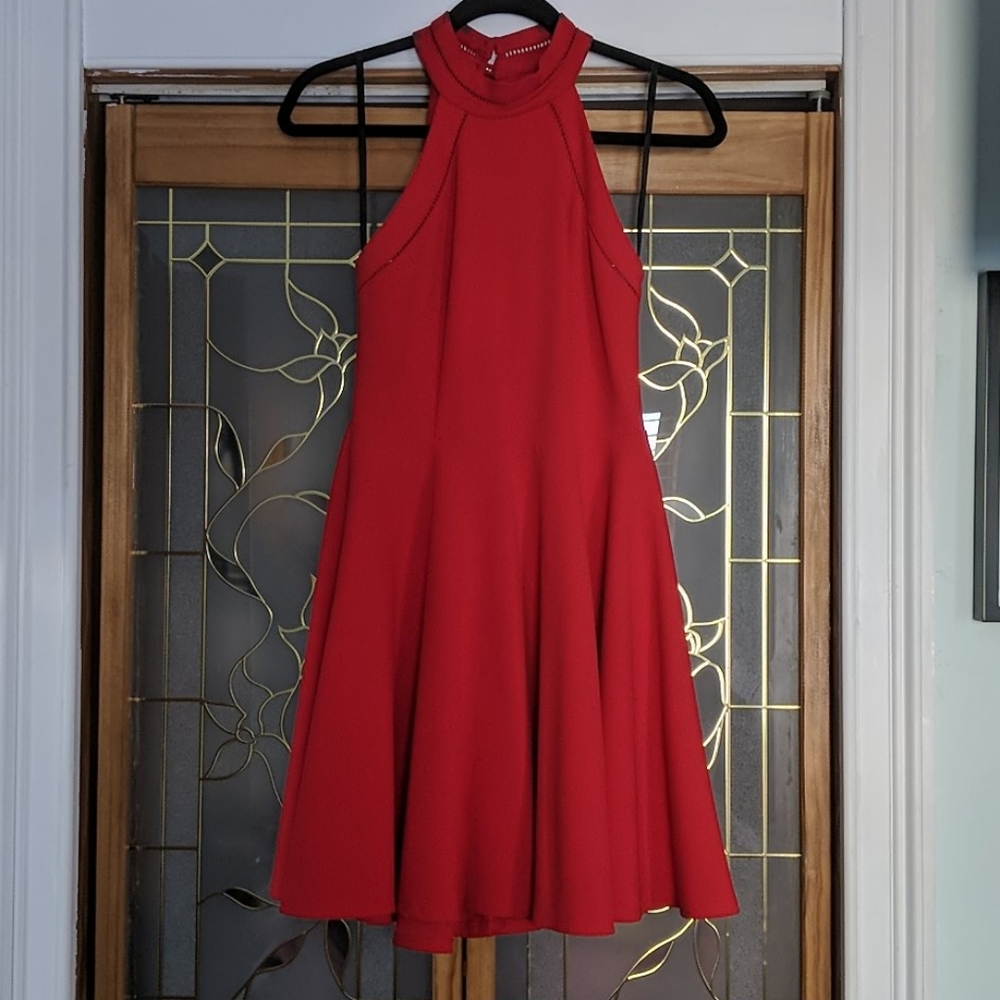 B. Darling red midi party dress